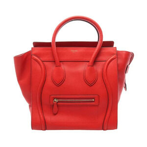 Celine Luggage Shopper Handbag Leather Red